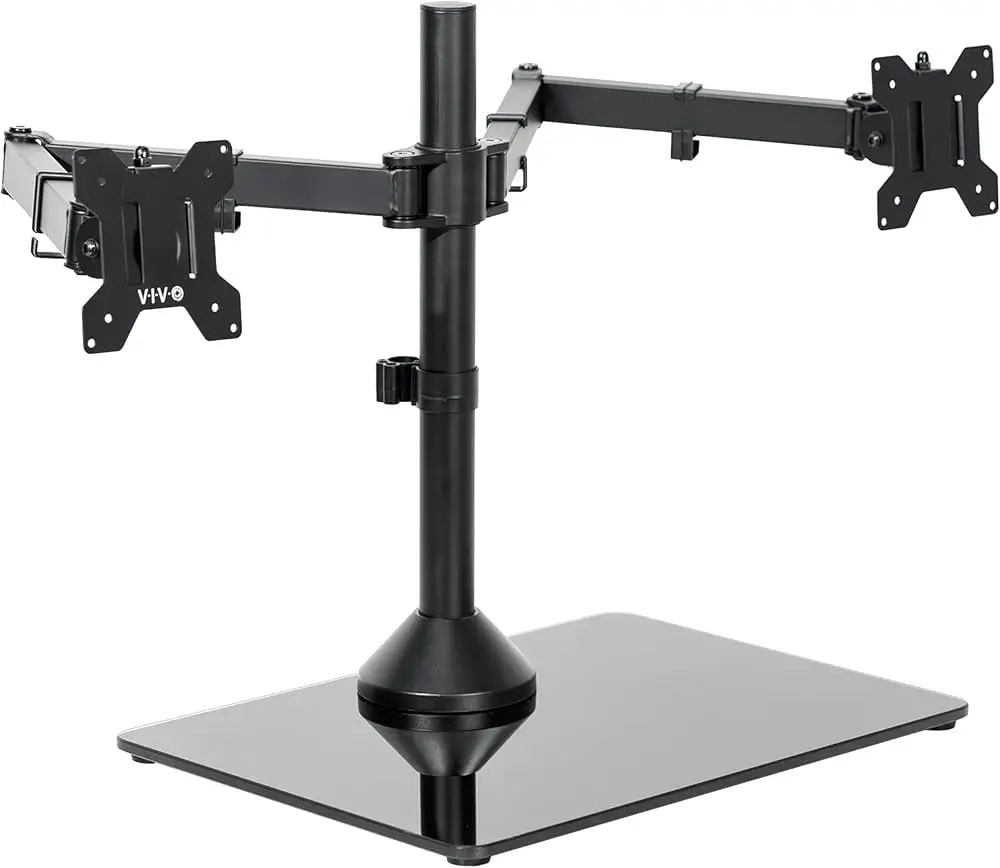 VIVO freestanding dual monitor stand setup example