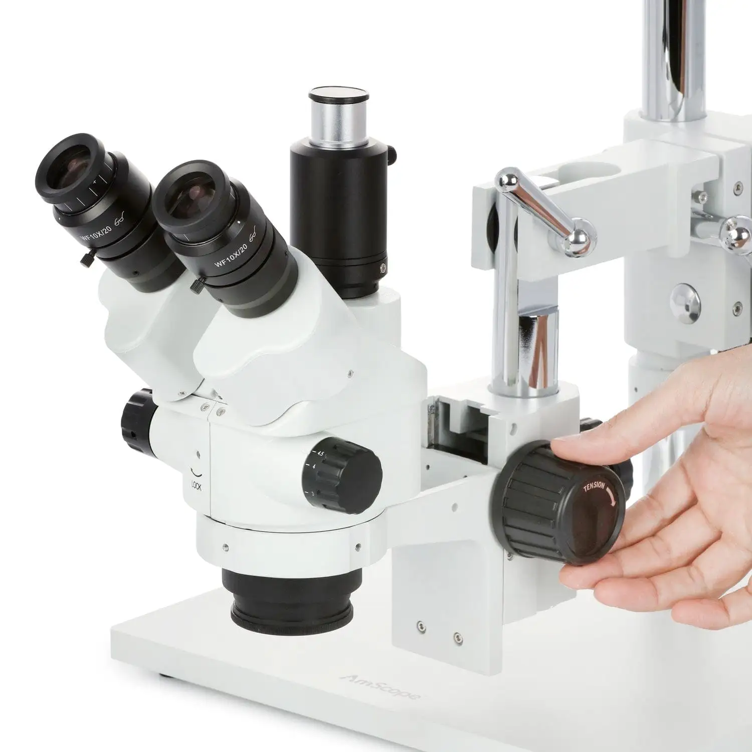 AmScope SM-4TZ-144A trinocular microscope front view