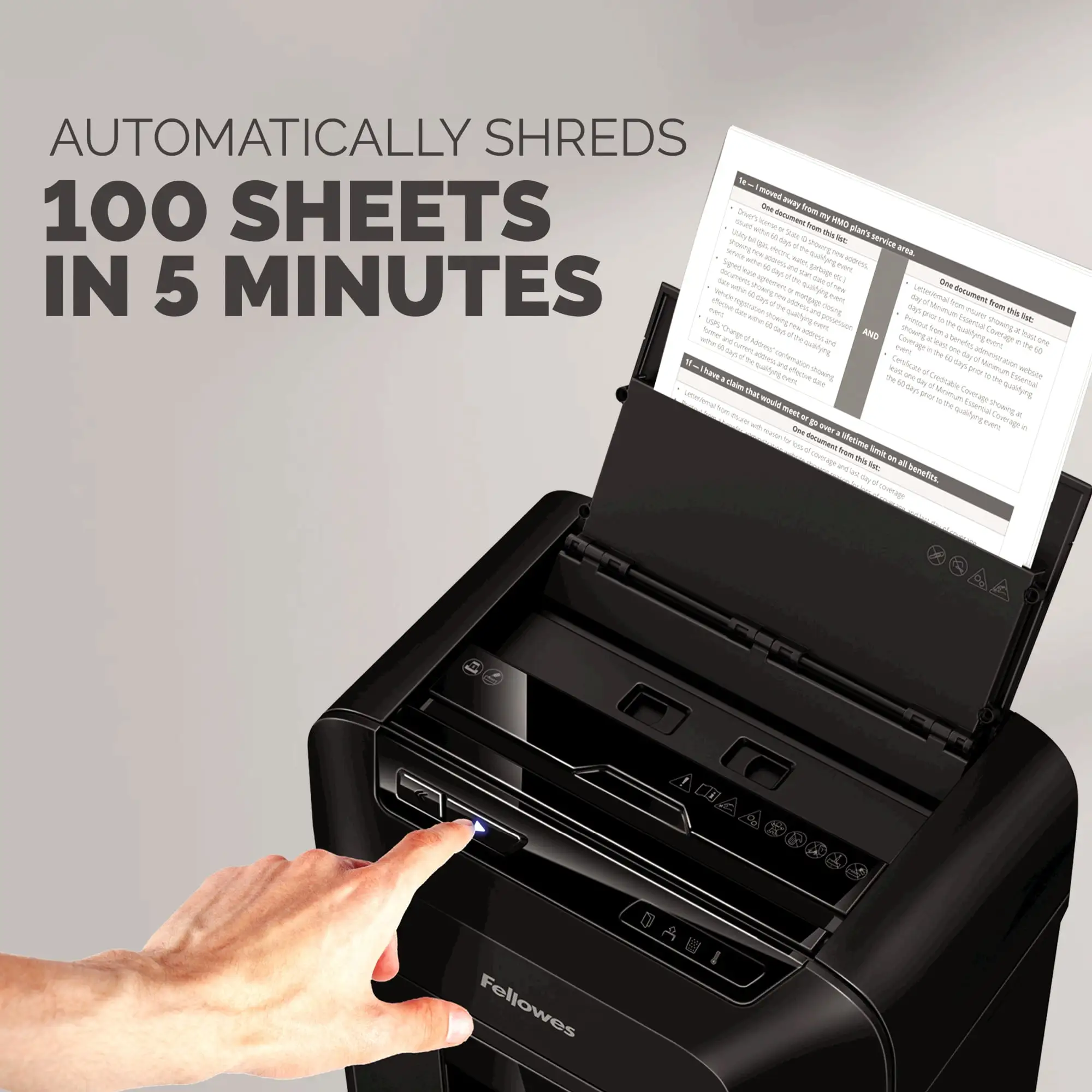 Fellowes AutoMax shredder in office environment