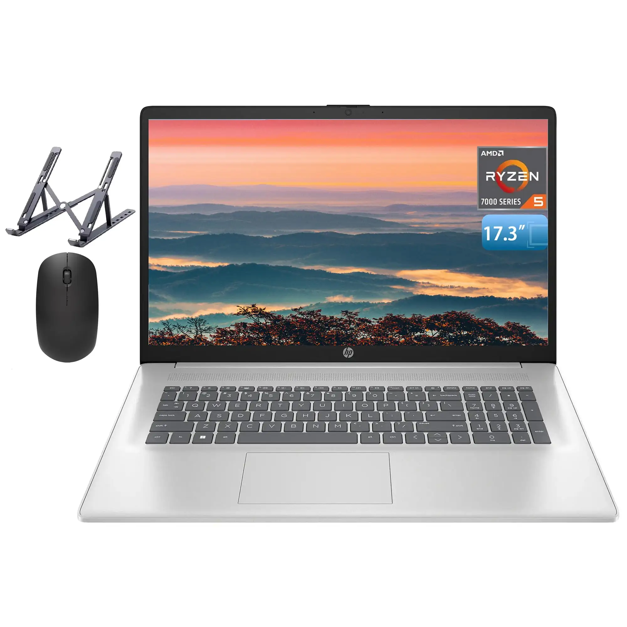 HP 17 Laptop side profile ports