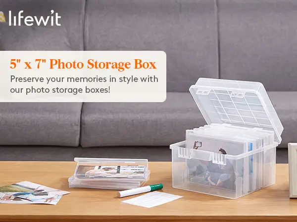 IRIS USA 5x7 photo storage box assorted colors portability