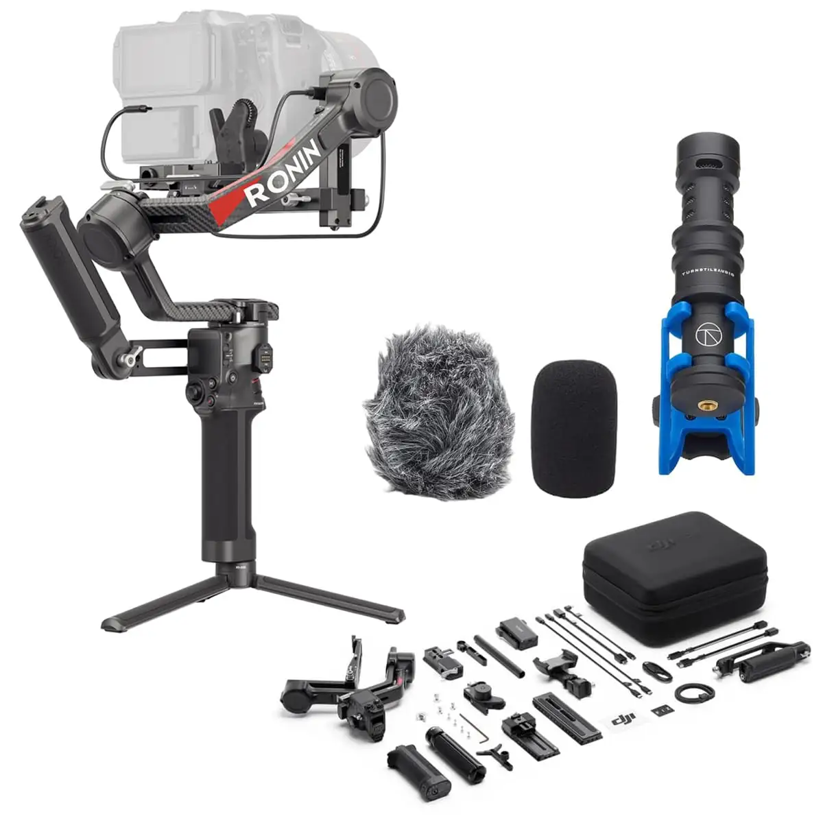 DJI RS 4 Pro Combo accessories and case layout