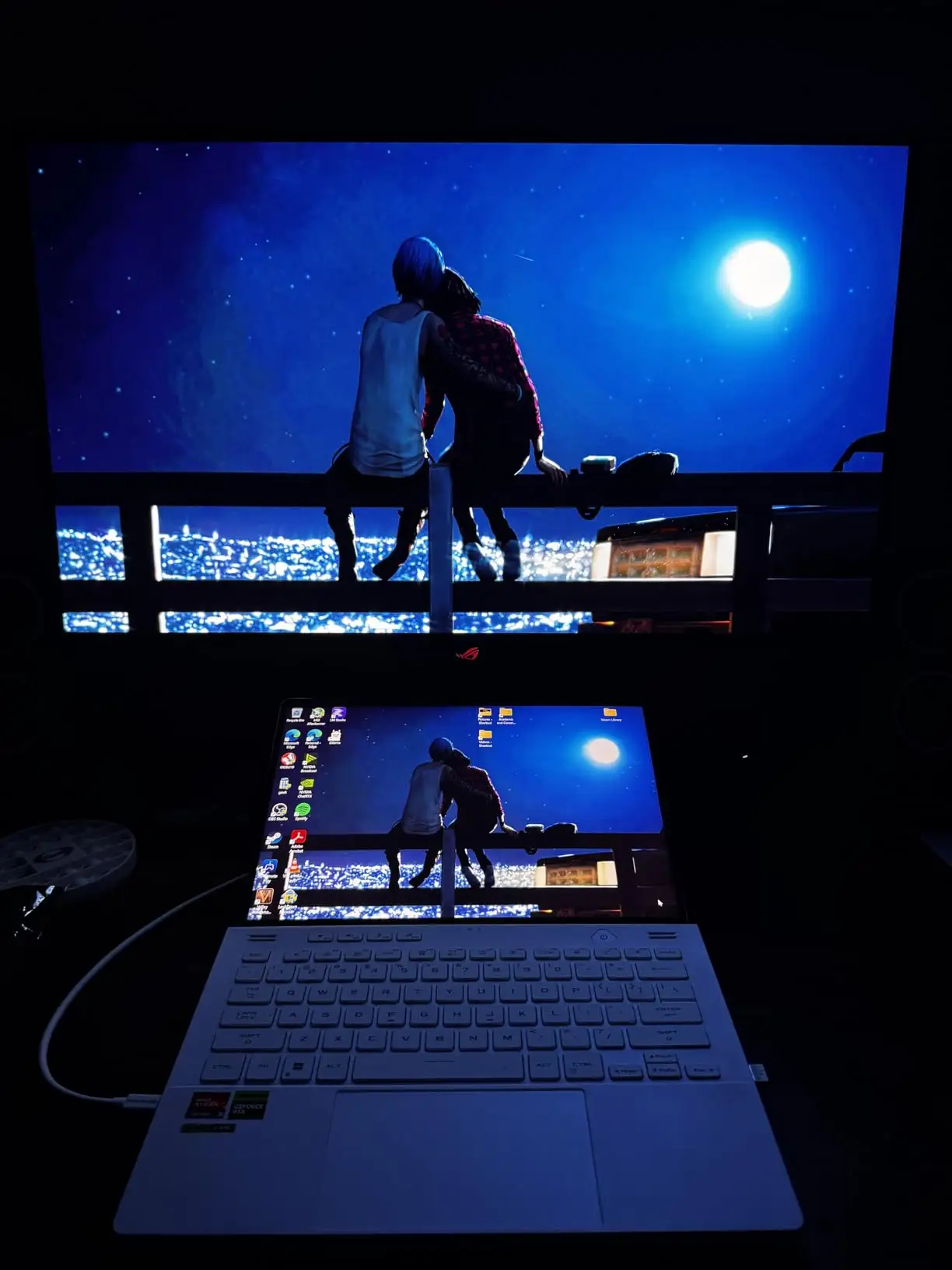 ASUS ROG Swift OLED PG27AQDP gaming monitor side profile