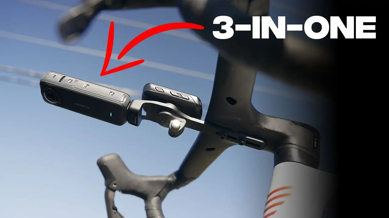 Insta360 Bike Computer Mount installed on handlebars