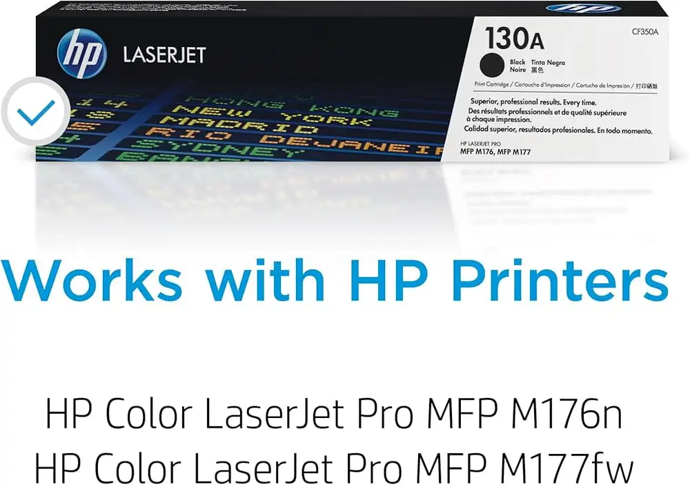 HP 130A Black Toner Cartridge packaging and pricing details