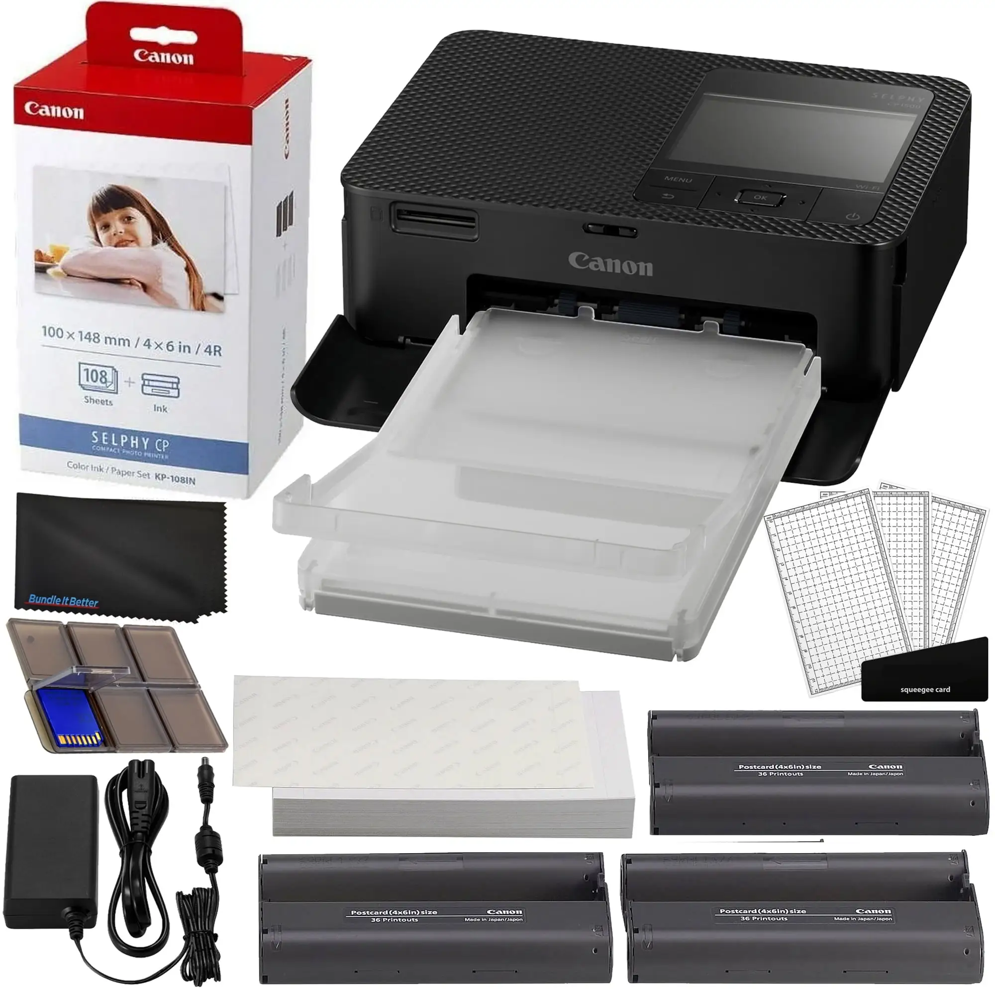 Canon Selphy CP1500 bundle with paper and ink