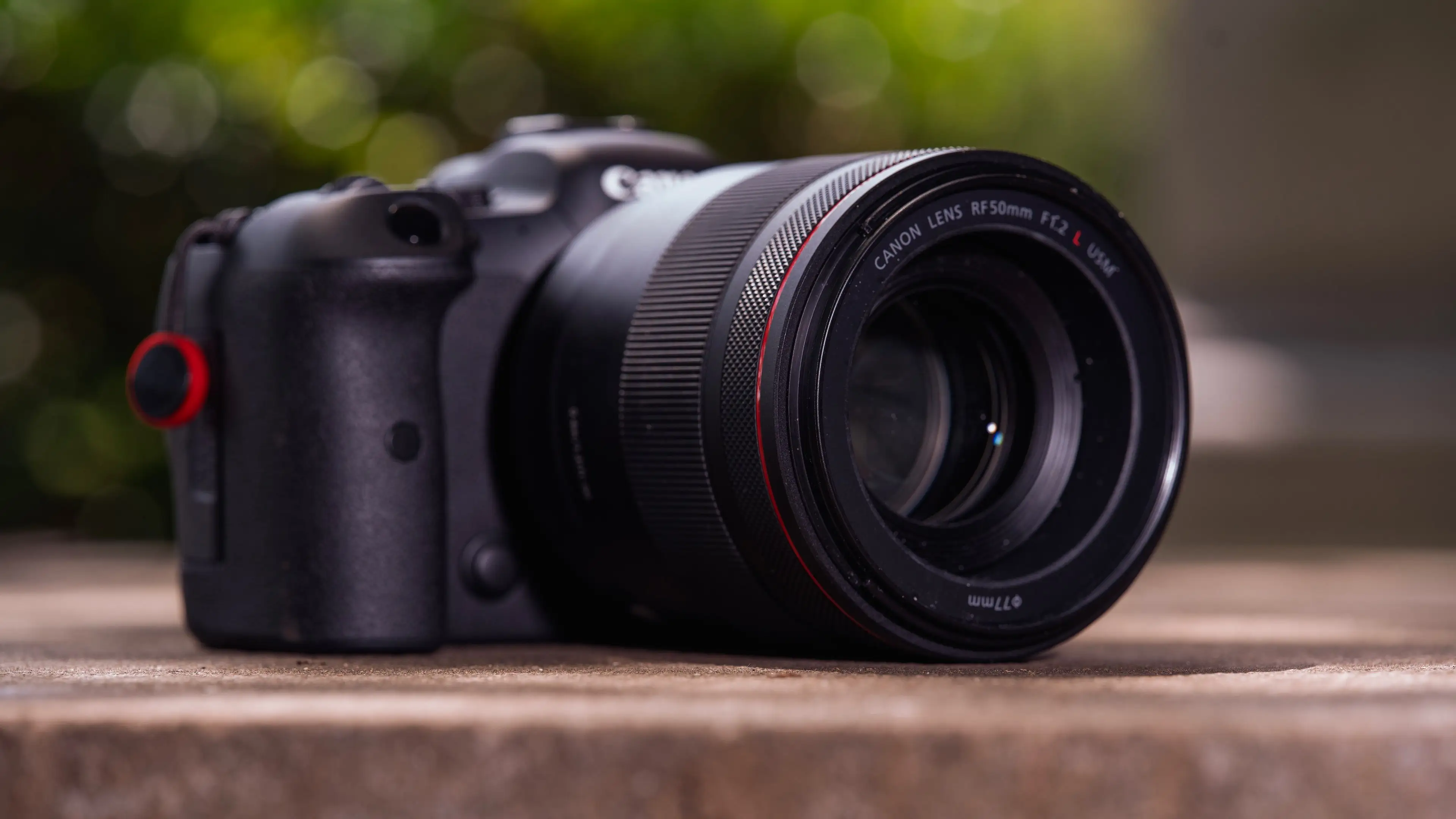Canon RF50mm F1.2L USM lens showing bulk size