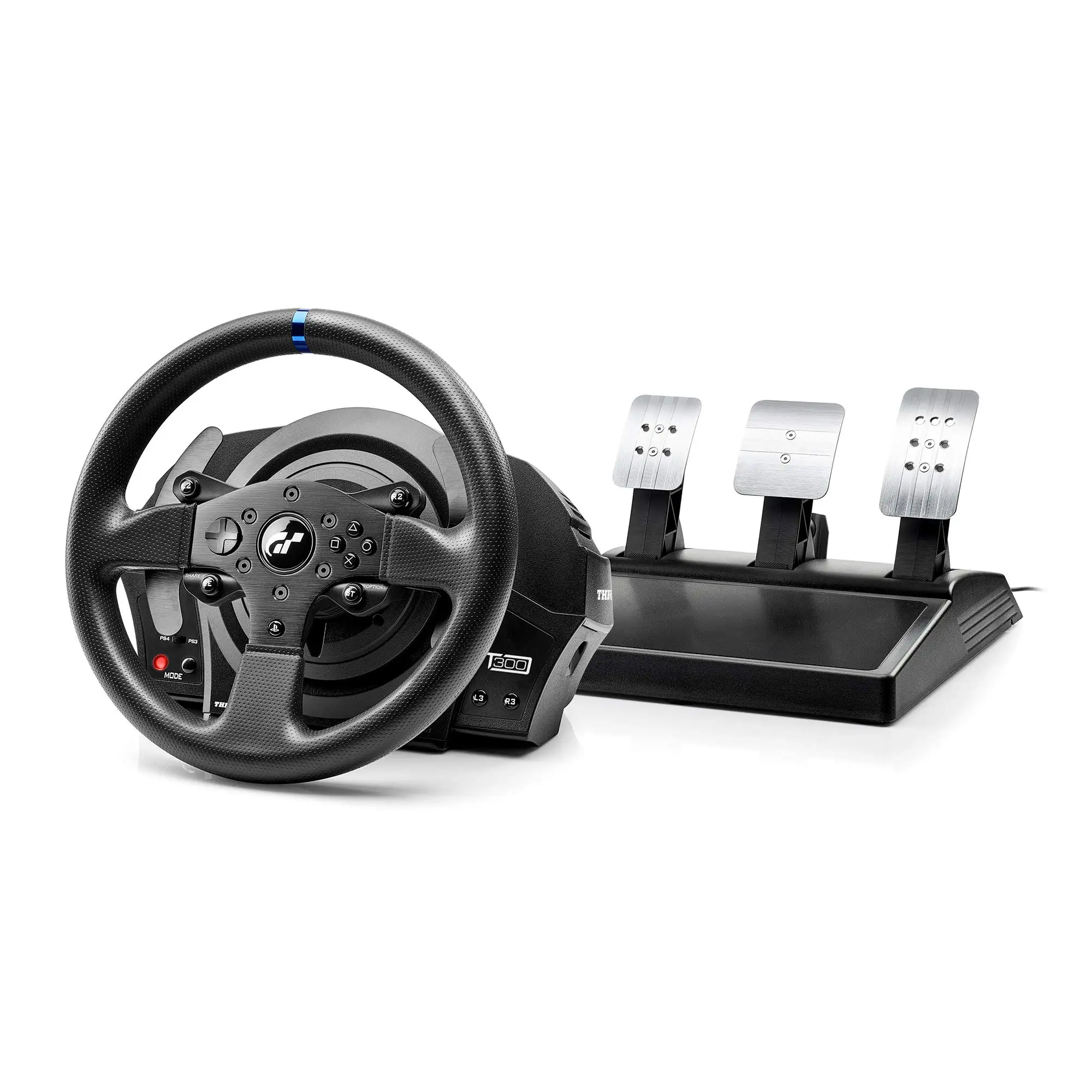 Thrustmaster T300RS GT racing wheel setup in use