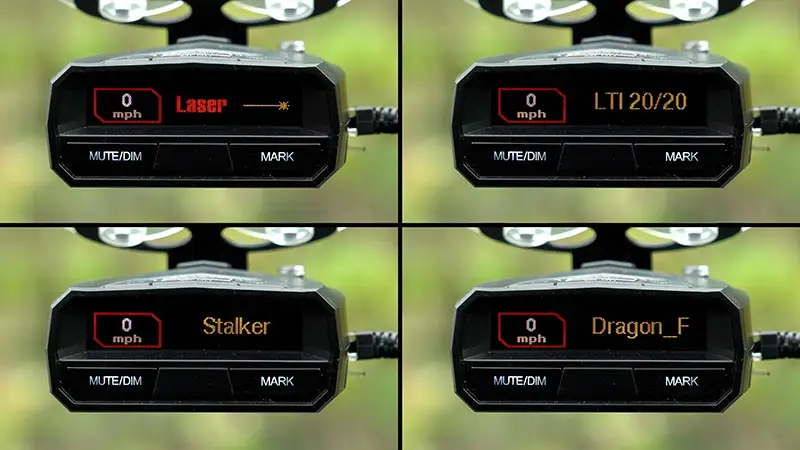 Uniden R4 radar detector mounted in vehicle