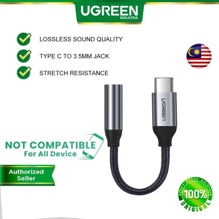 UGREEN USB-C to 3.5mm Audio Adapter Dongle Grey close-up