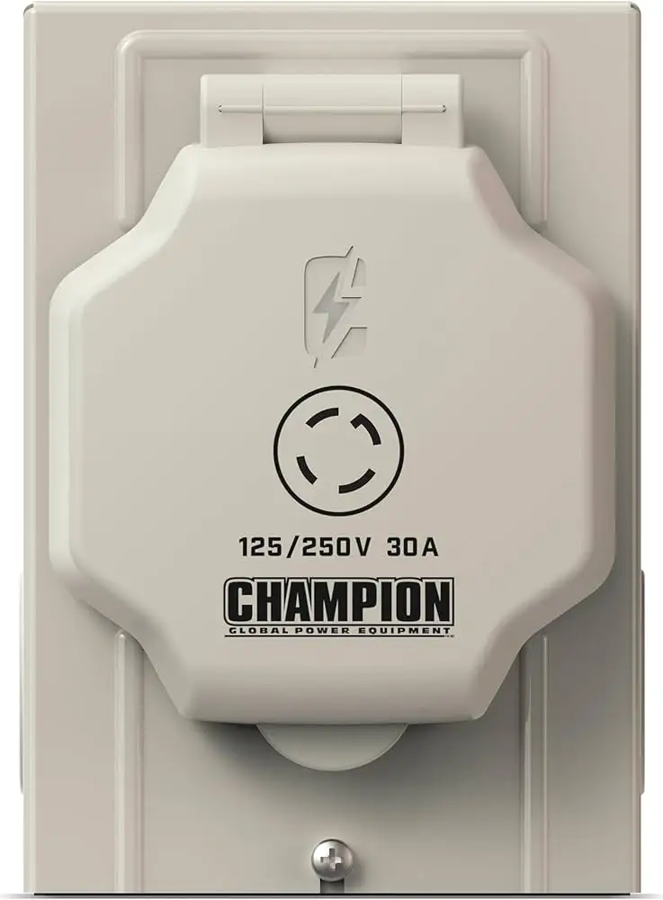 Champion power distribution box specs and outlets close-up