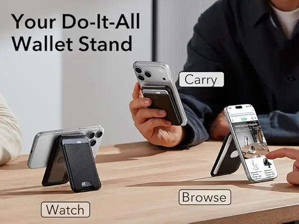 ESR Magnetic Wallet with Adjustable Stand for iPhone rear view