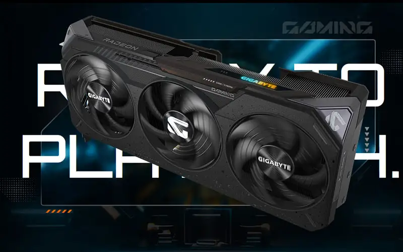 Gigabyte RX 9070 XT Gaming OC side view cooling design