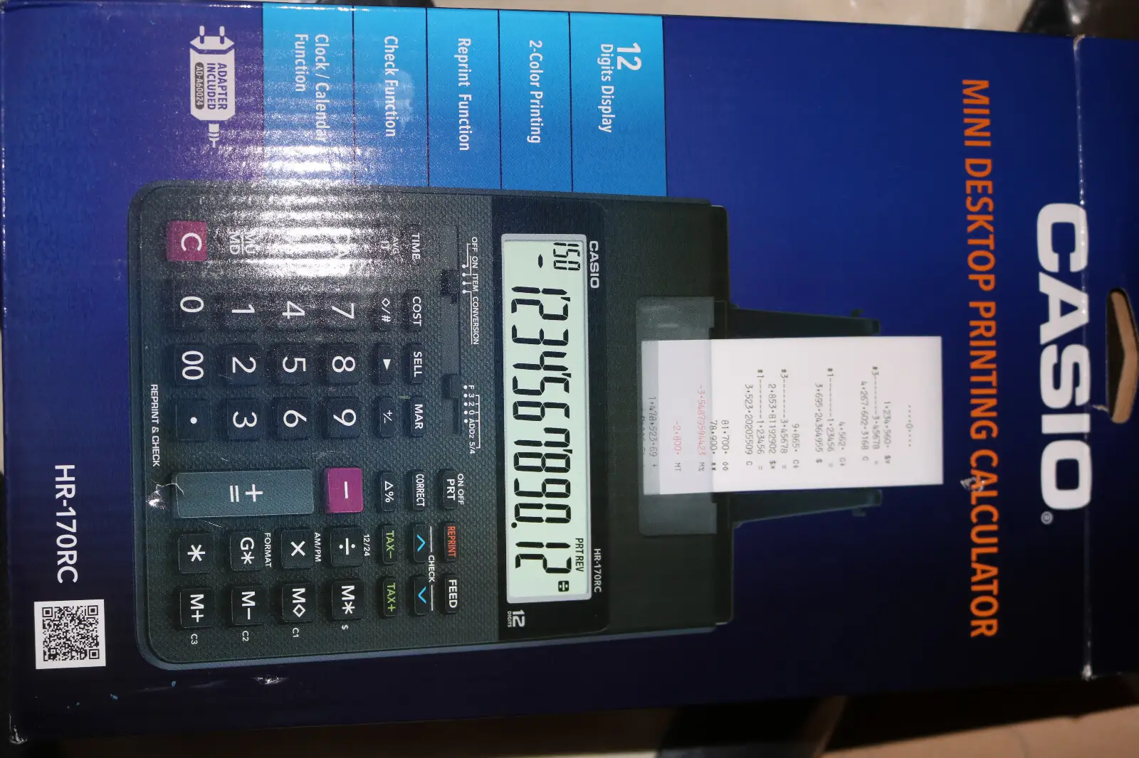 Casio HR-170RC printing calculator used for tax prep