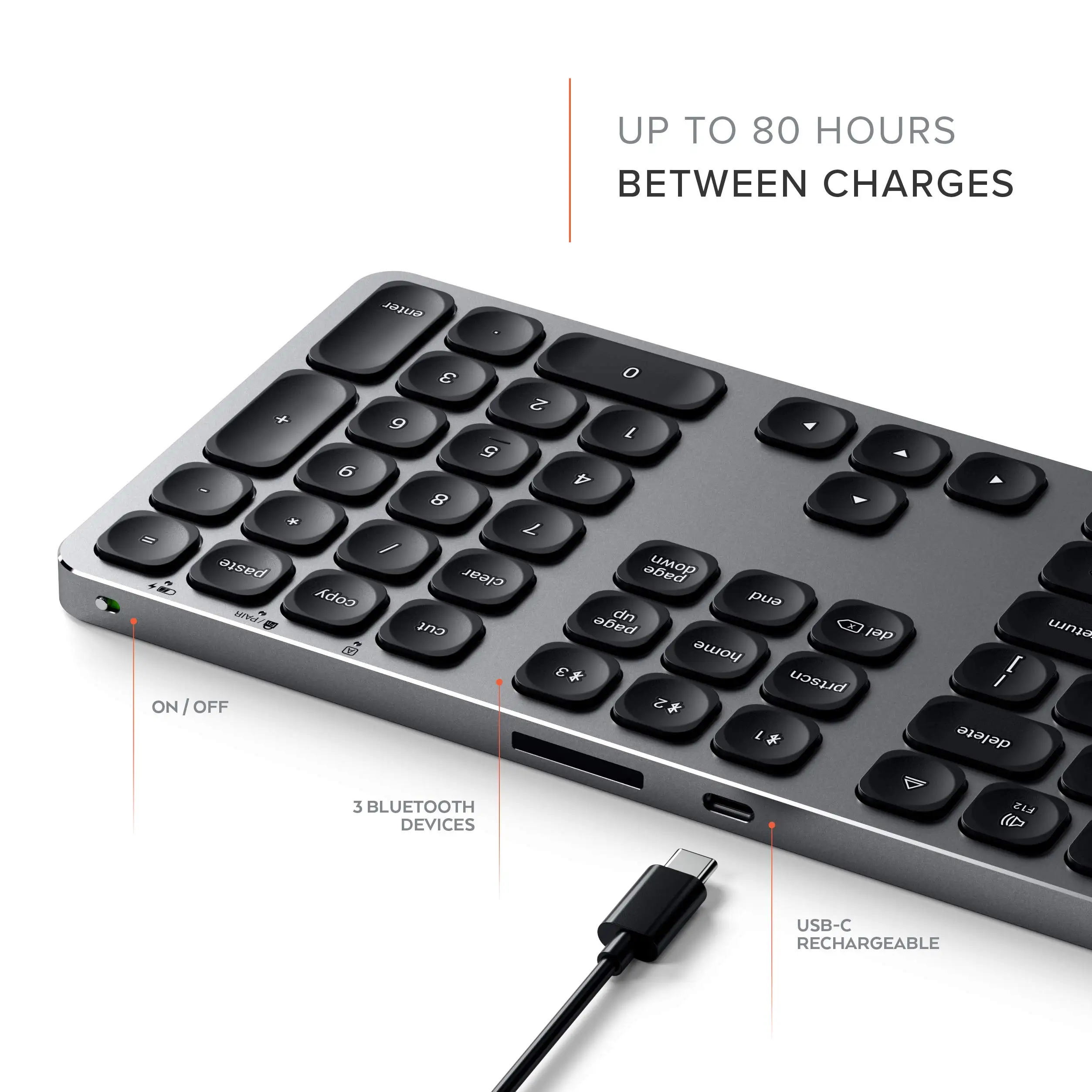 Satechi Aluminum Wireless Keyboard with numeric keypad