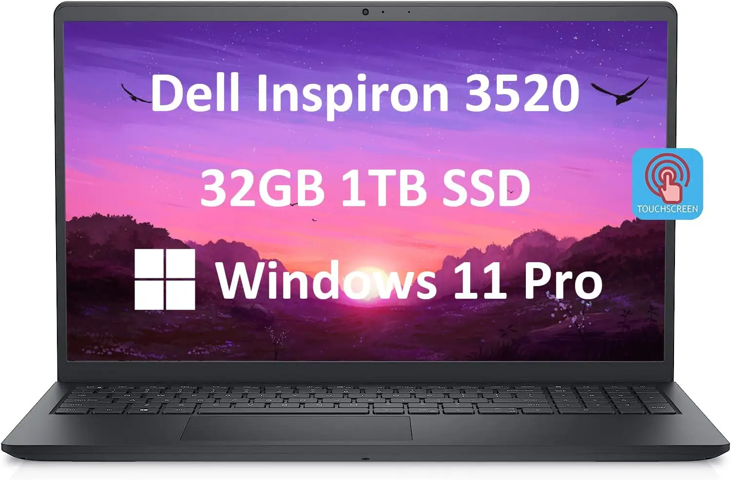 Dell Inspiron 3520 laptop front view with display