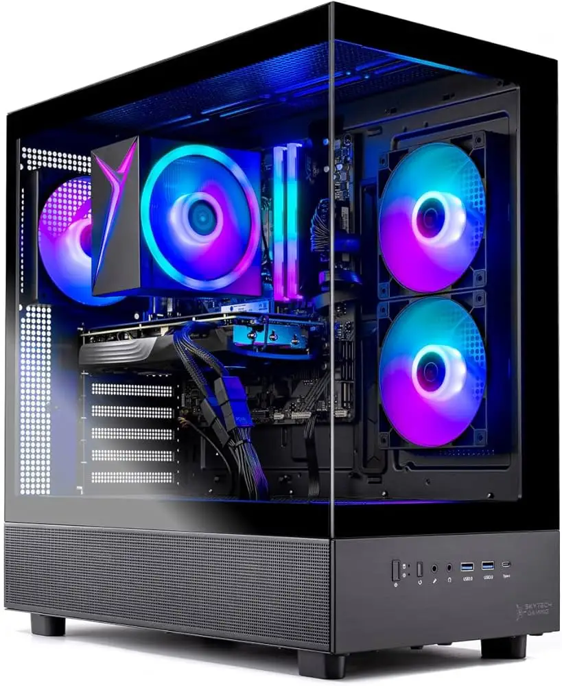 Skytech Azure 3 Gaming PC side panel airflow design