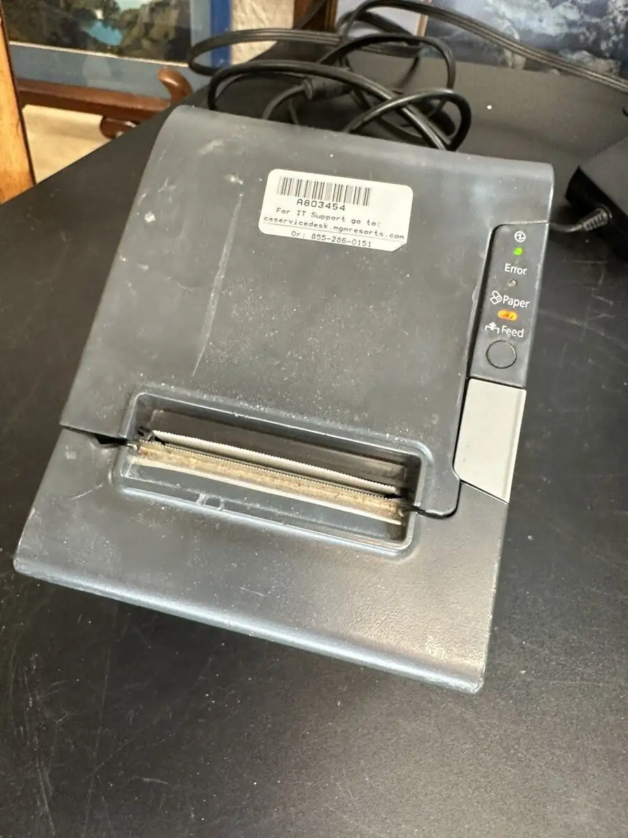 EPSON TM-T88V refurbished receipt printer showing paper loading