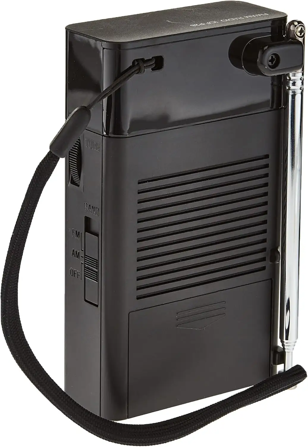 Sony ICF-506 portable radio side view with handle