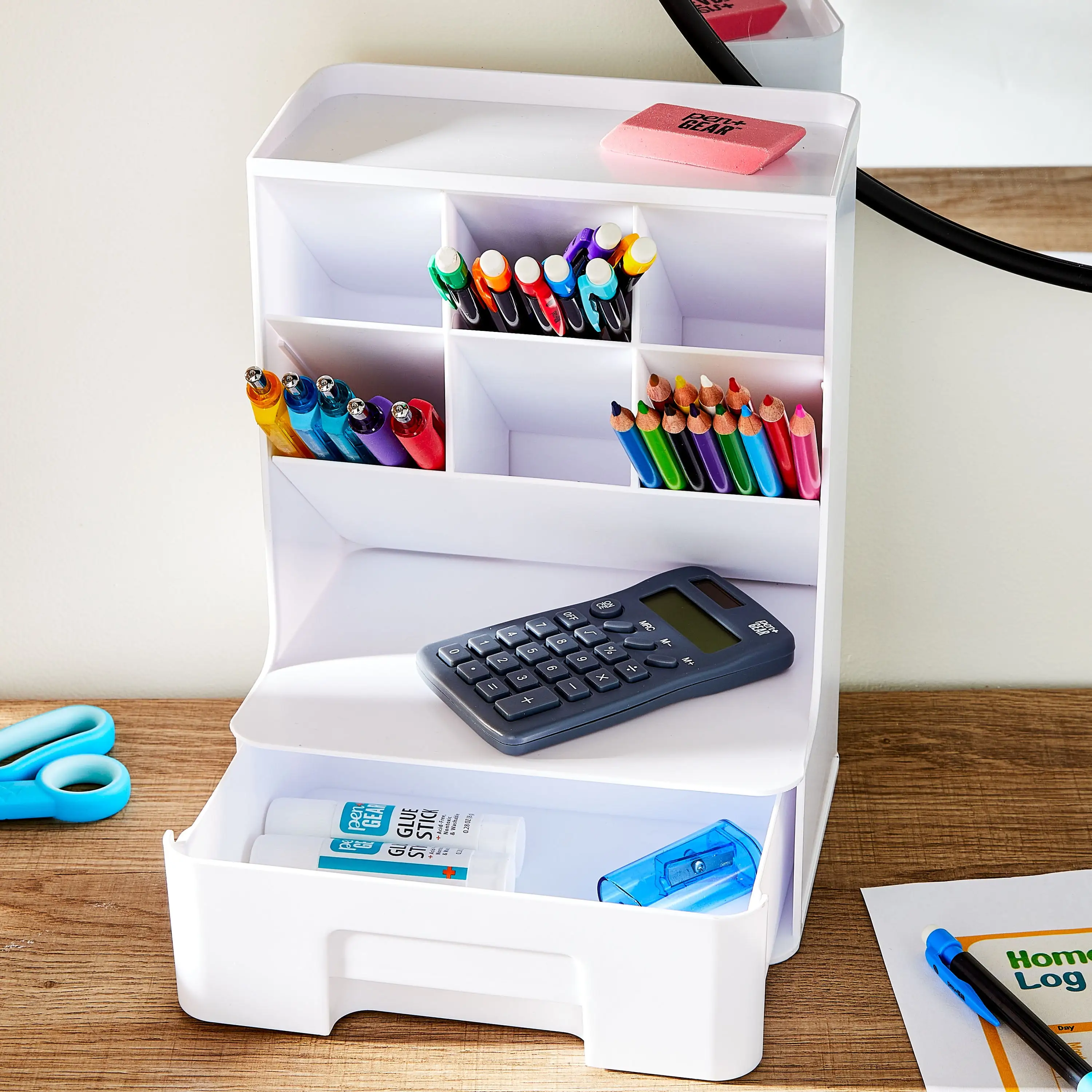 Amazon Basics stackable desk trays showing modular design