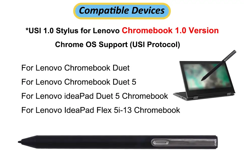 Lenovo USI Stylus Pen with Chromebook in use