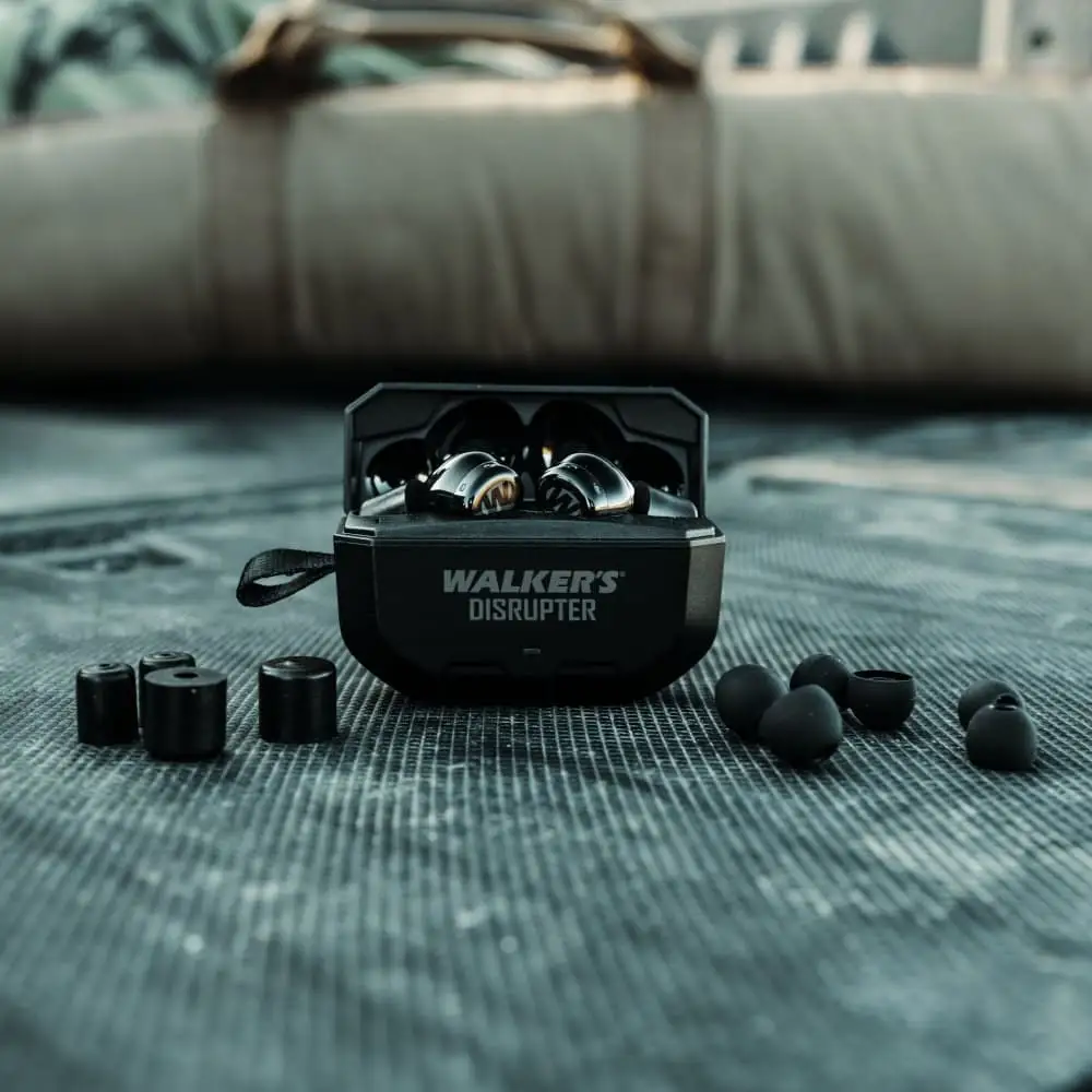 Walker’s Disrupter earbuds product close-up