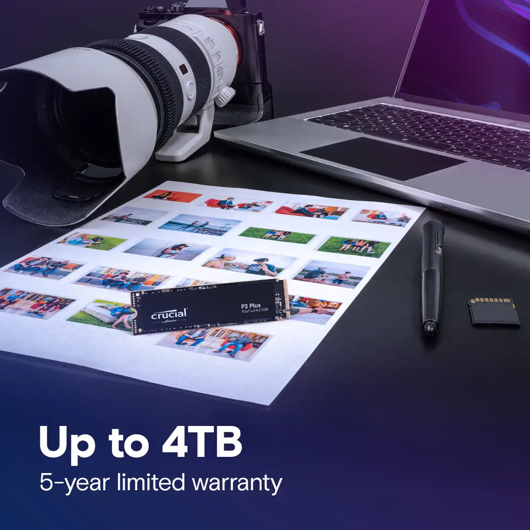 Crucial P3 NVMe SSD shown in product close-up