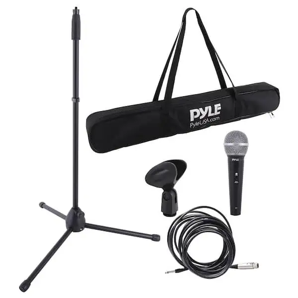 Pyle Professional Dynamic Vocal Microphone shown as budget stage mic