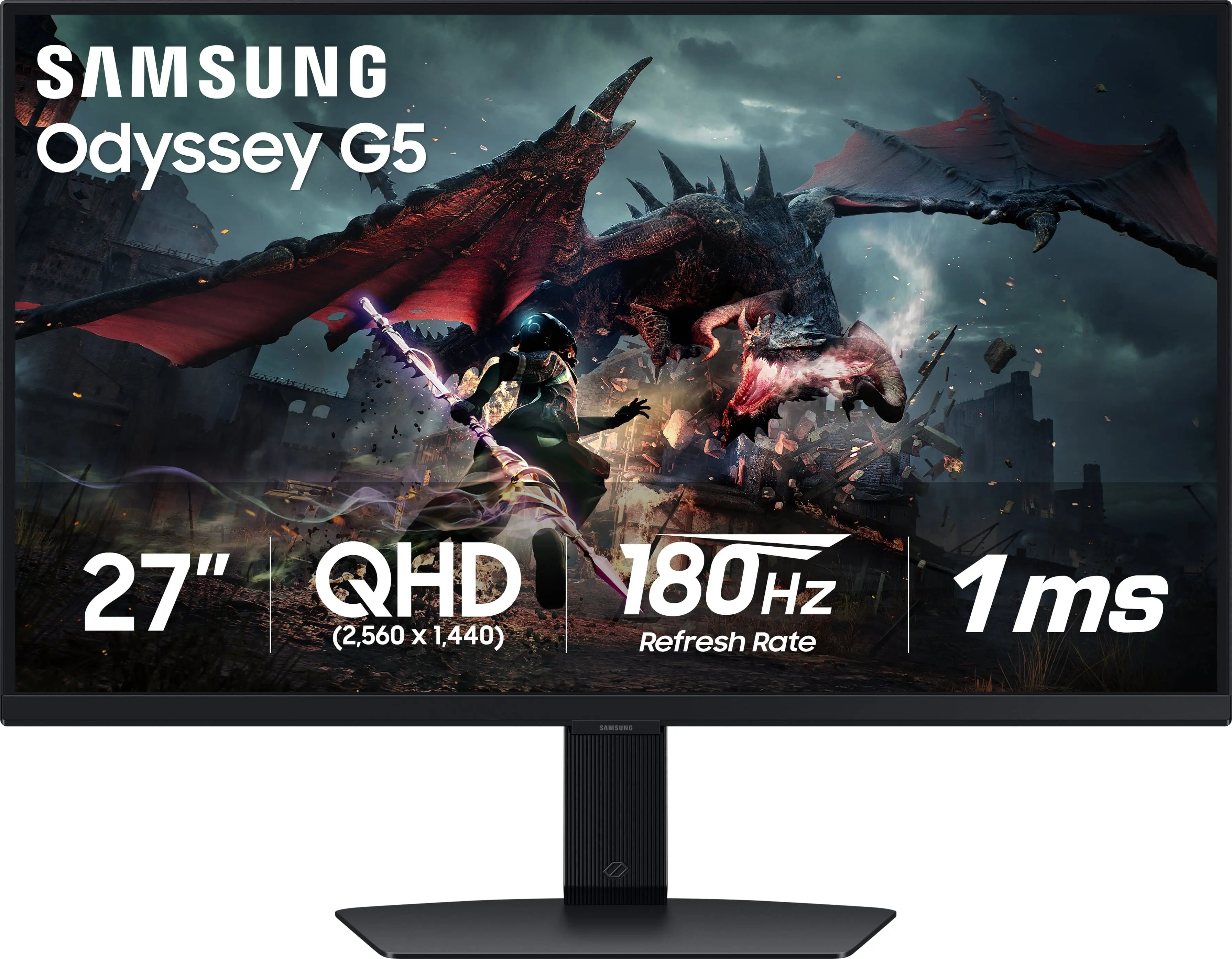 Samsung Odyssey G5 monitor design and stand details