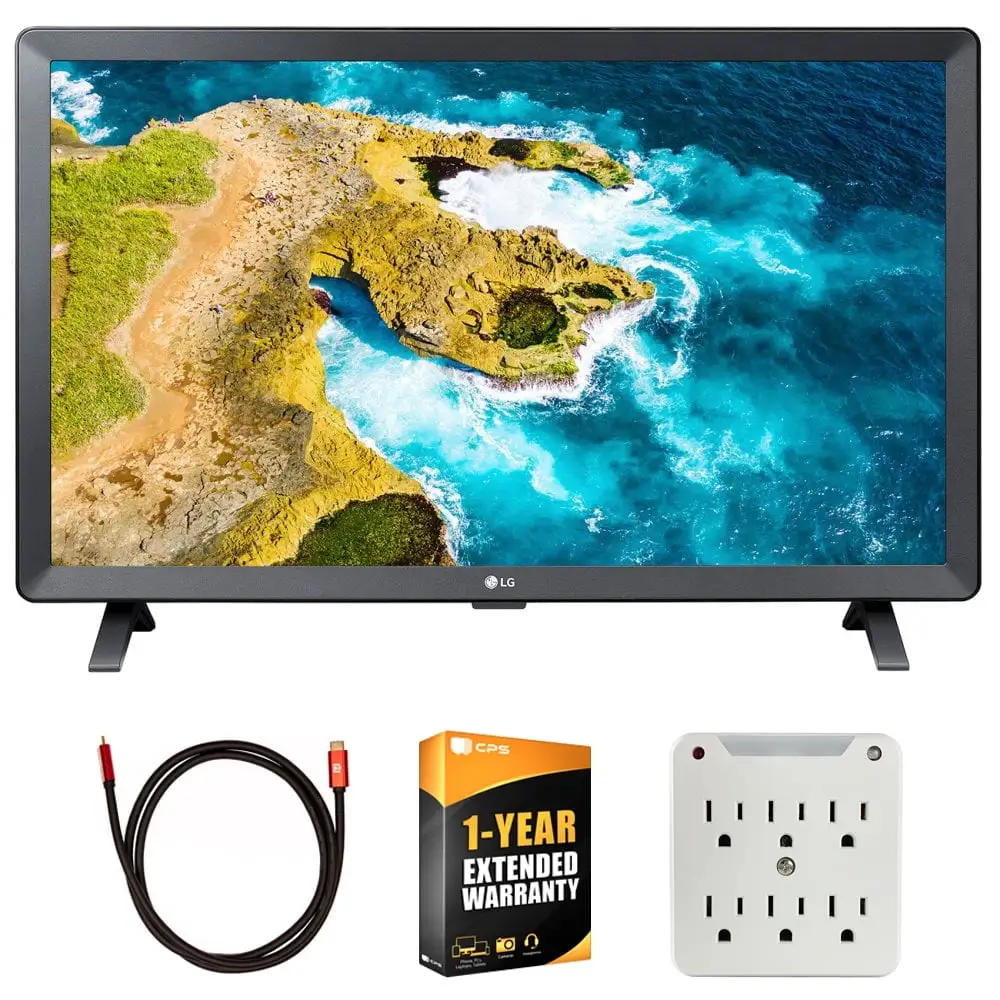 LG 24LQ520S-PU smart TV showing webOS interface