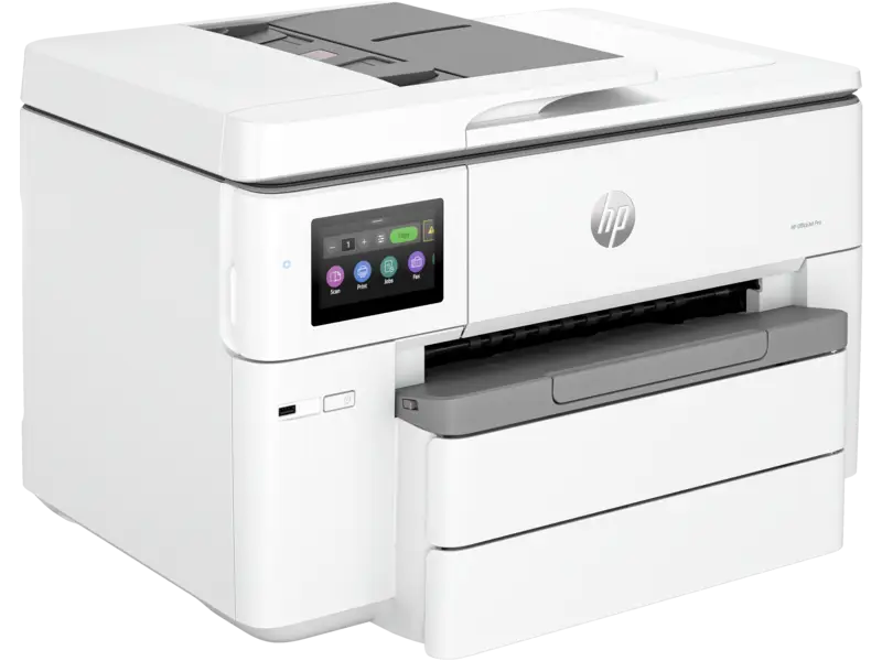 HP OfficeJet Pro 9730e printer with touchscreen display