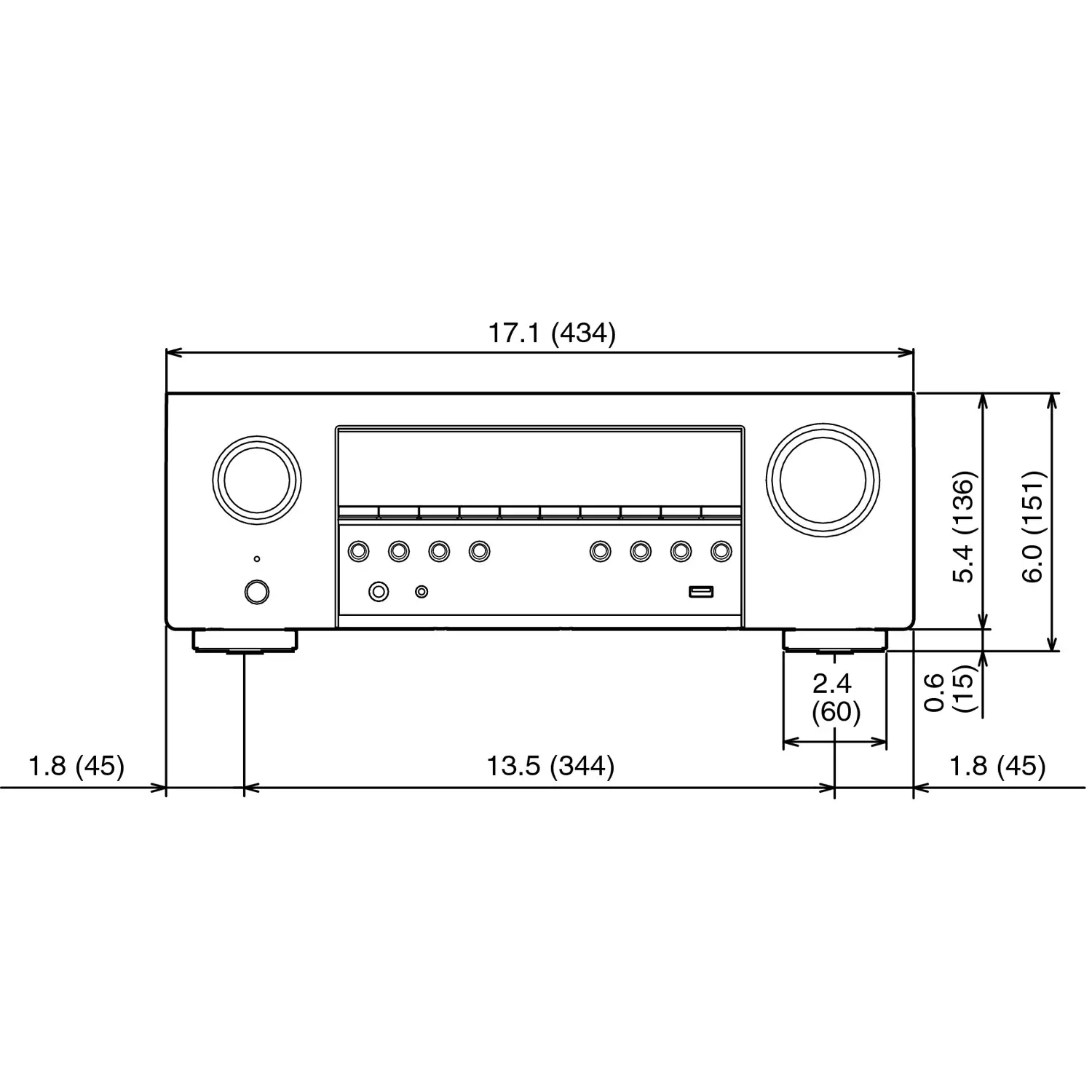 Denon AVR-S570BT rear panel showing connections