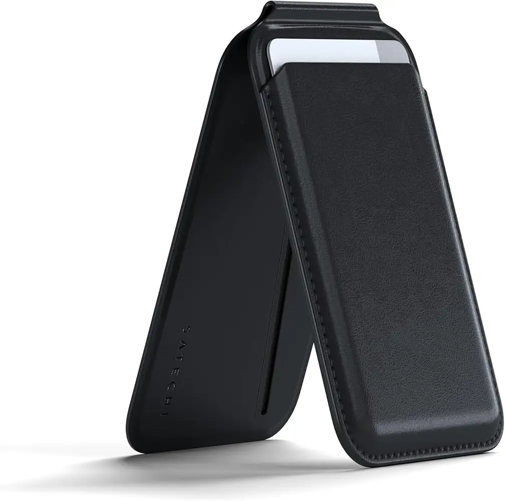 Satechi vegan leather MagSafe wallet close-up