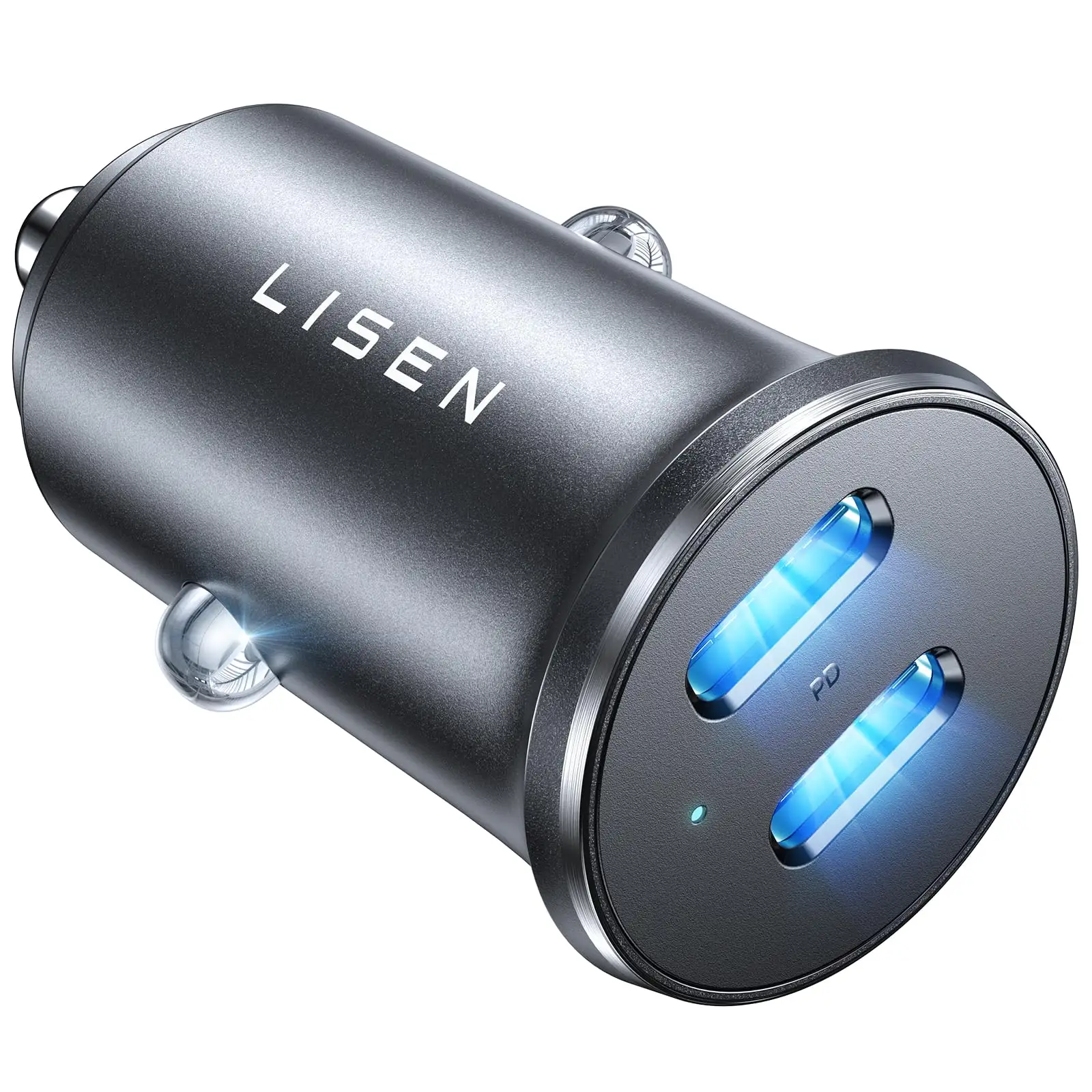 LISEN 90W USB C Car Charger LED ring illumination