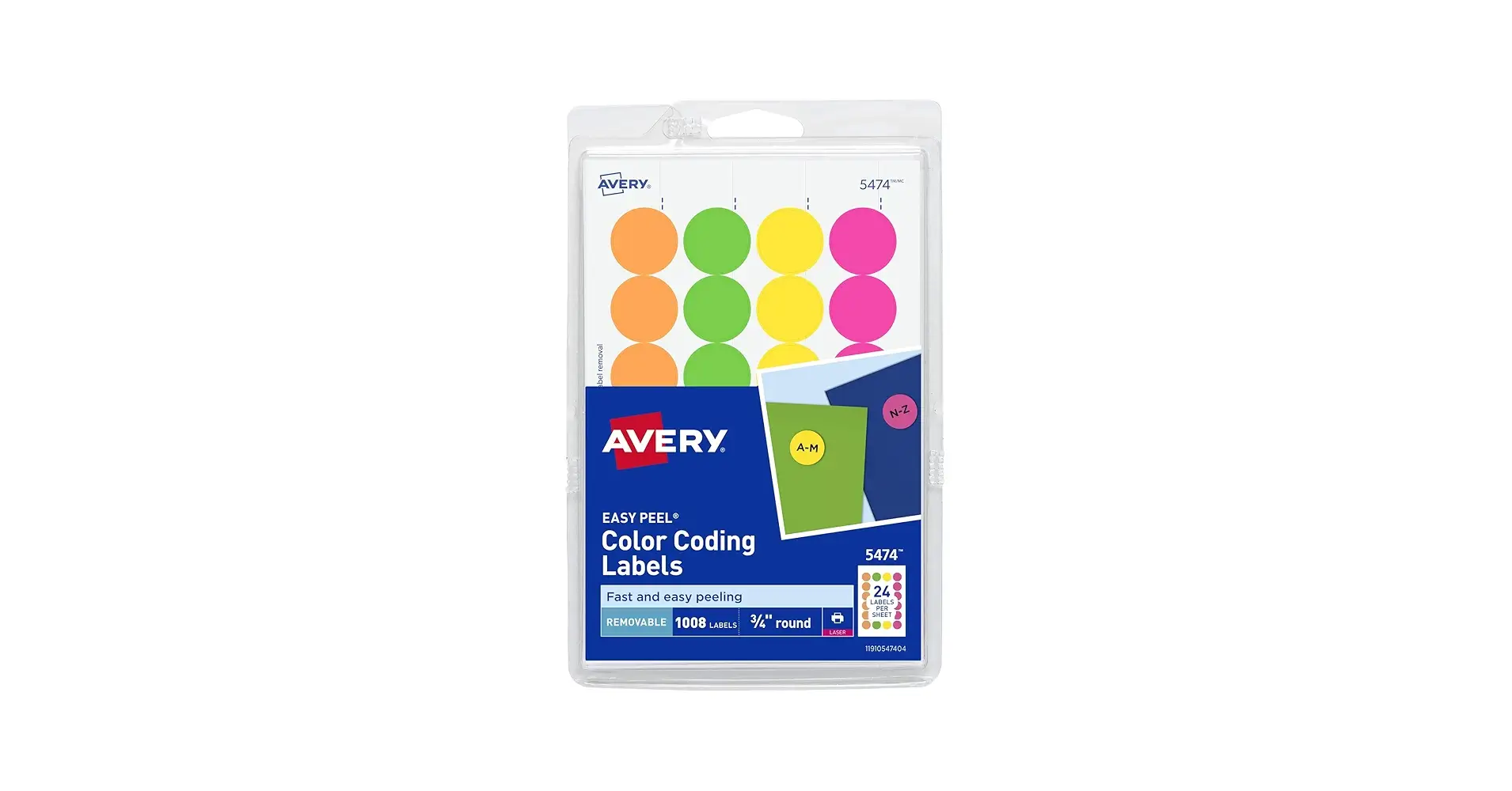 Avery 5052 neon green dot stickers product pack