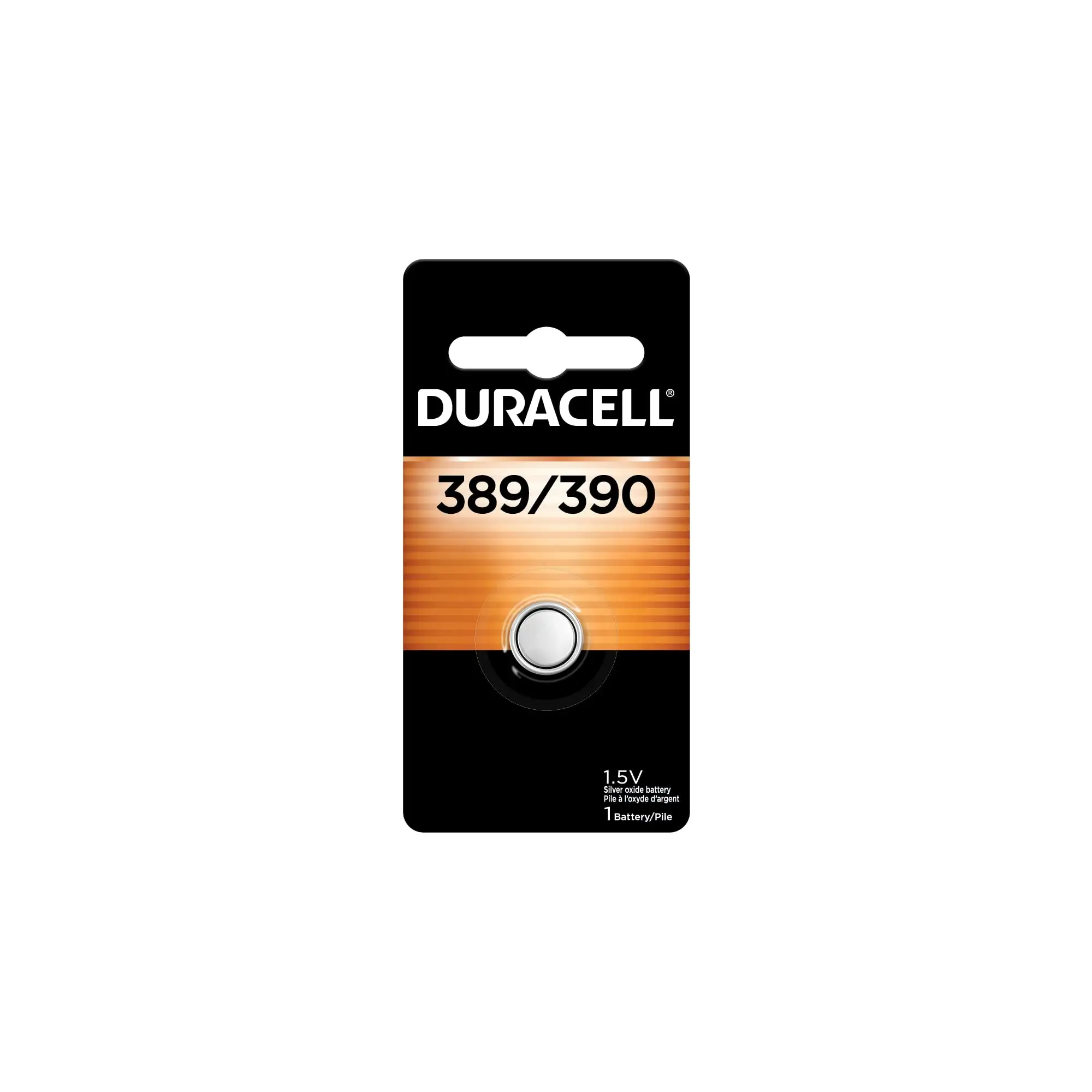 Duracell 389/390 silver oxide button battery packaging