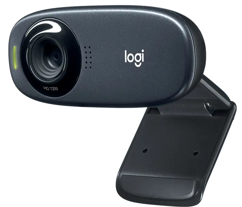 Logitech C270 HD Webcam mounted on monitor