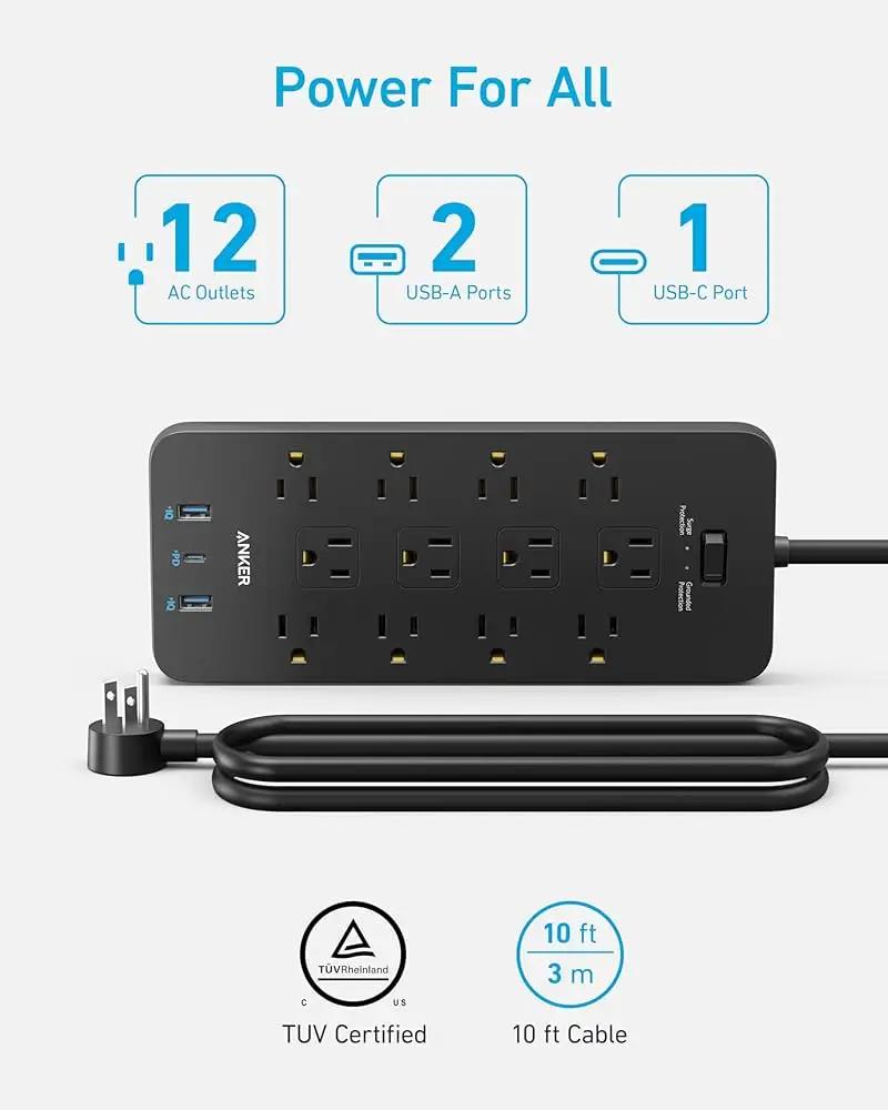 Anker Power Strip USB ports and outlet orientation