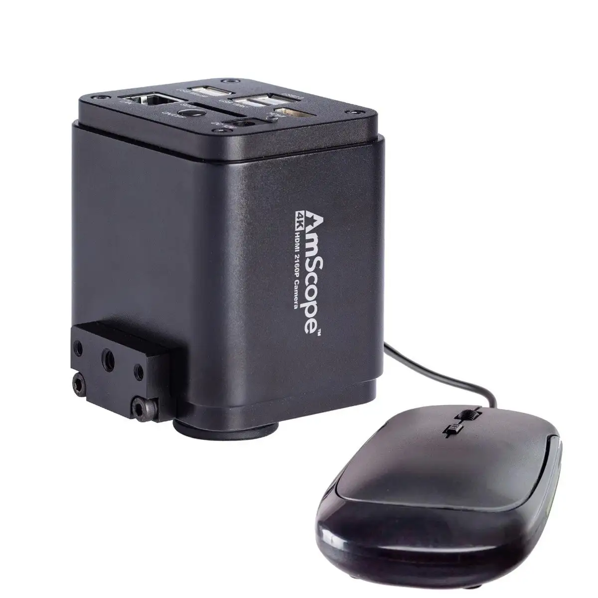 AmScope 4K HDMI microscope camera lens setup
