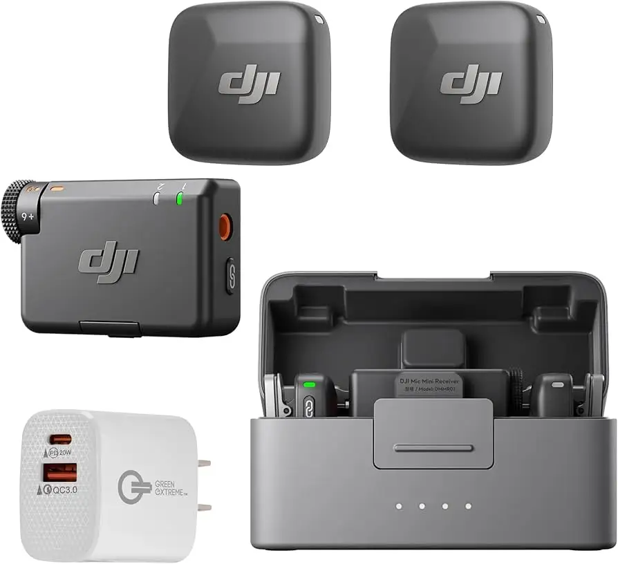 DJI Mic 2 magnetic clip and touch screen interface