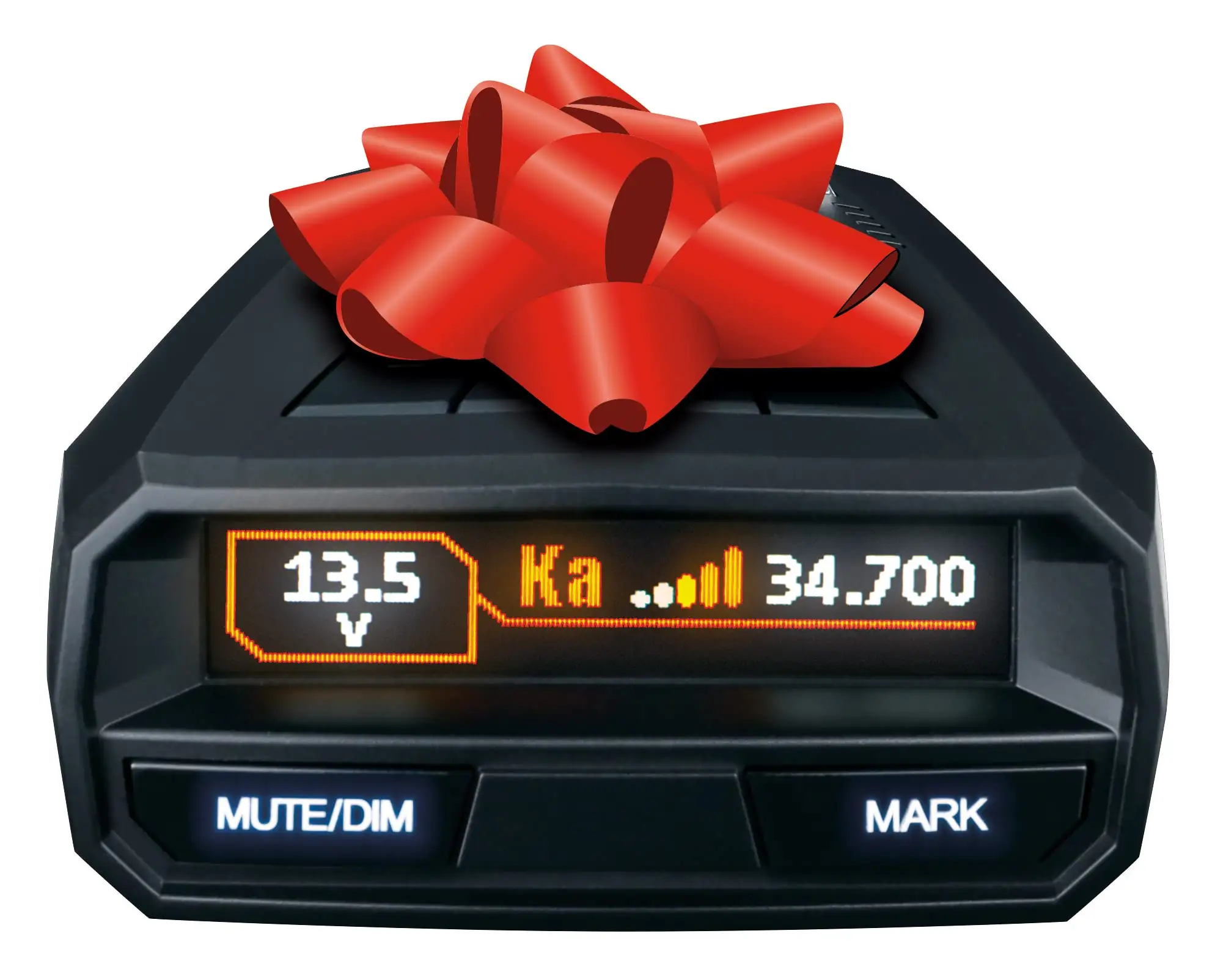 Uniden R4 radar detector OLED display close-up