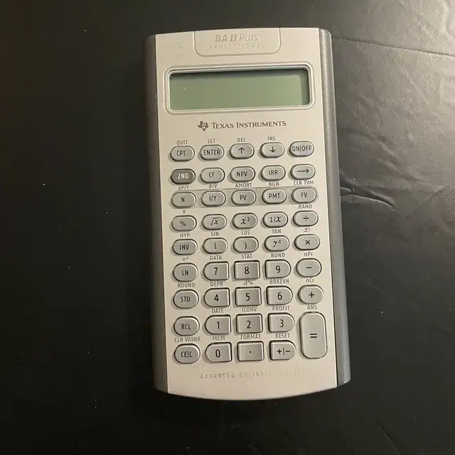Texas Instruments BAII Plus with protective cover