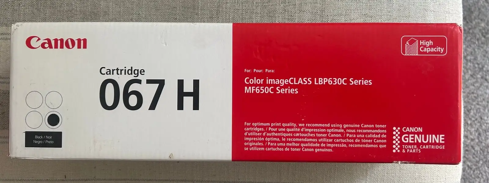 Canon 067 Black Toner Cartridge high capacity packaging