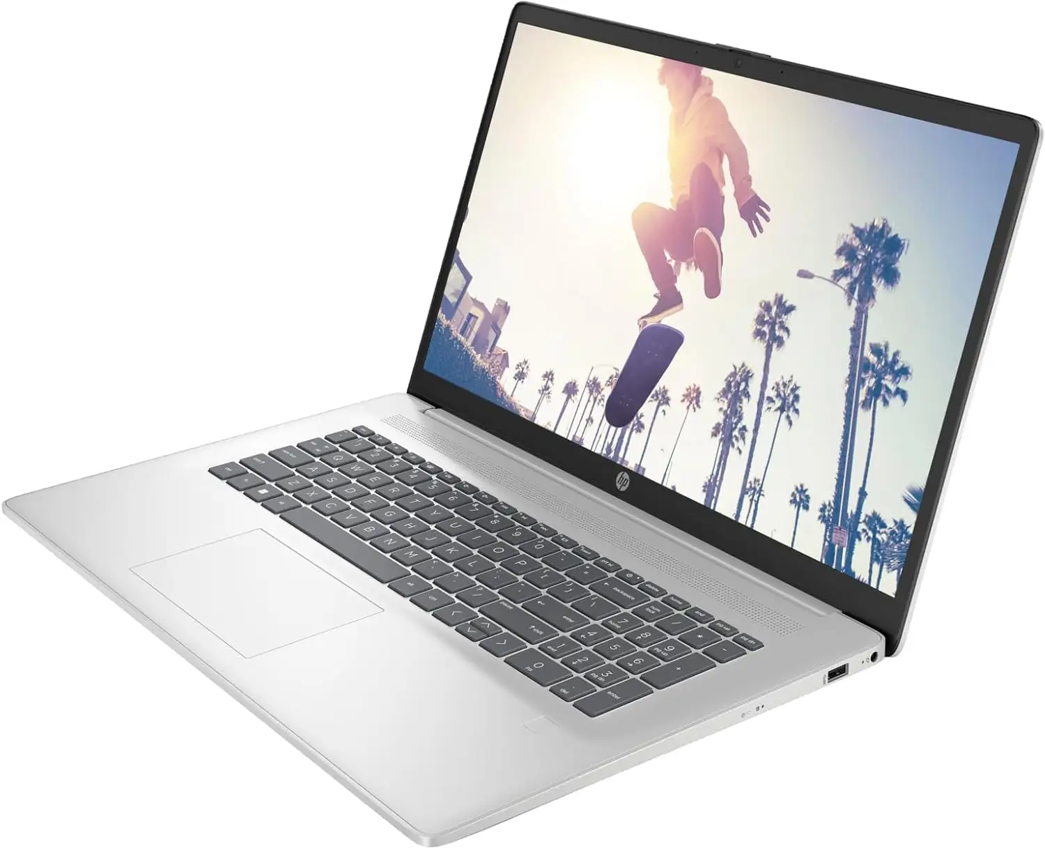 HP 17 Laptop open view on desk