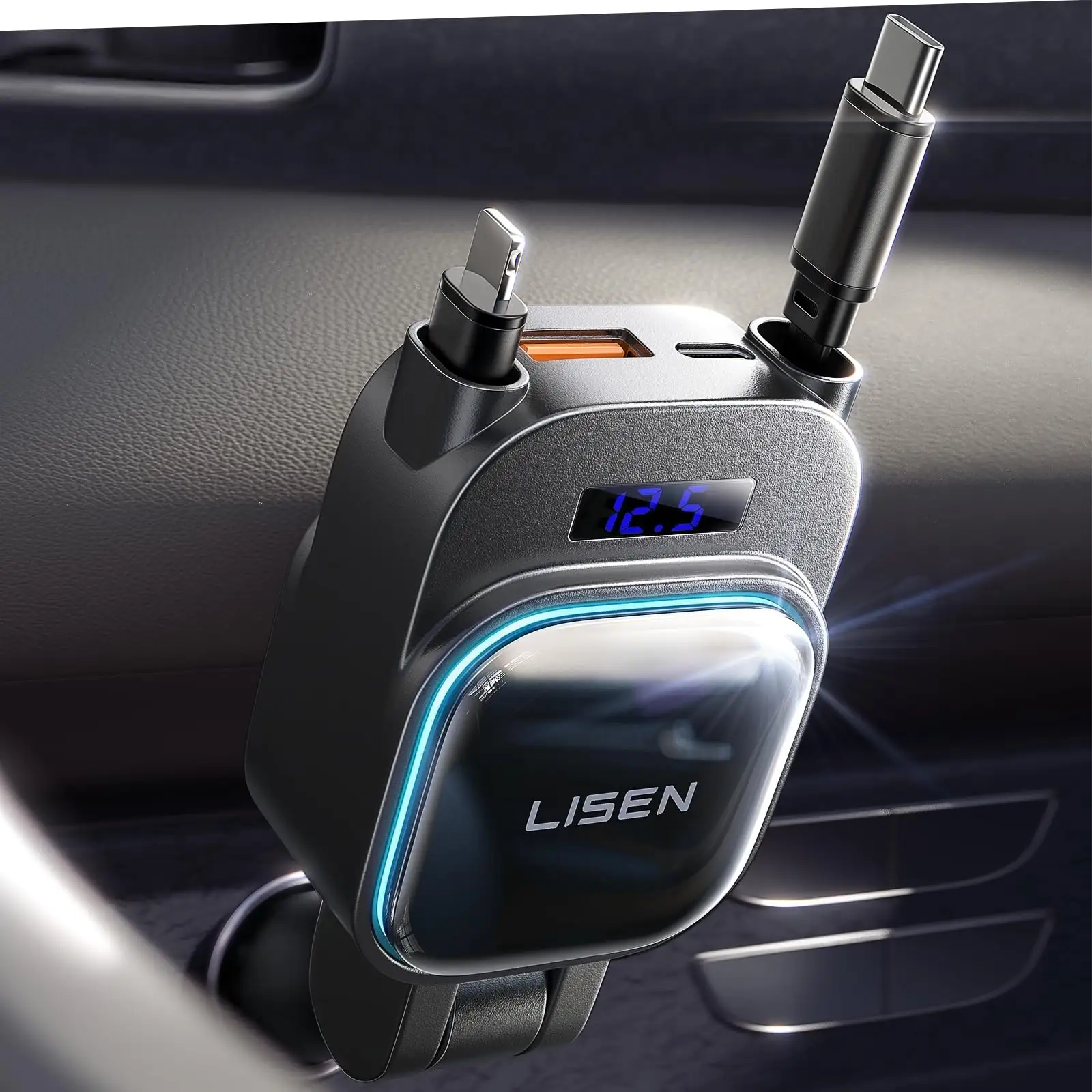 Compact LISEN car charger flush fit in socket
