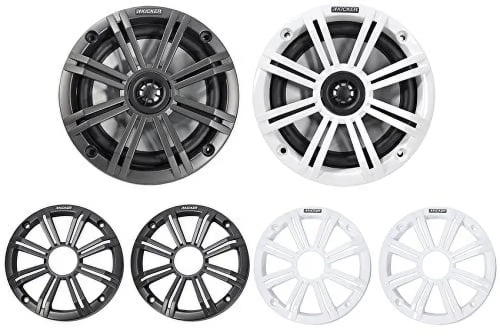 KICKER KM65 marine speakers dual grille options