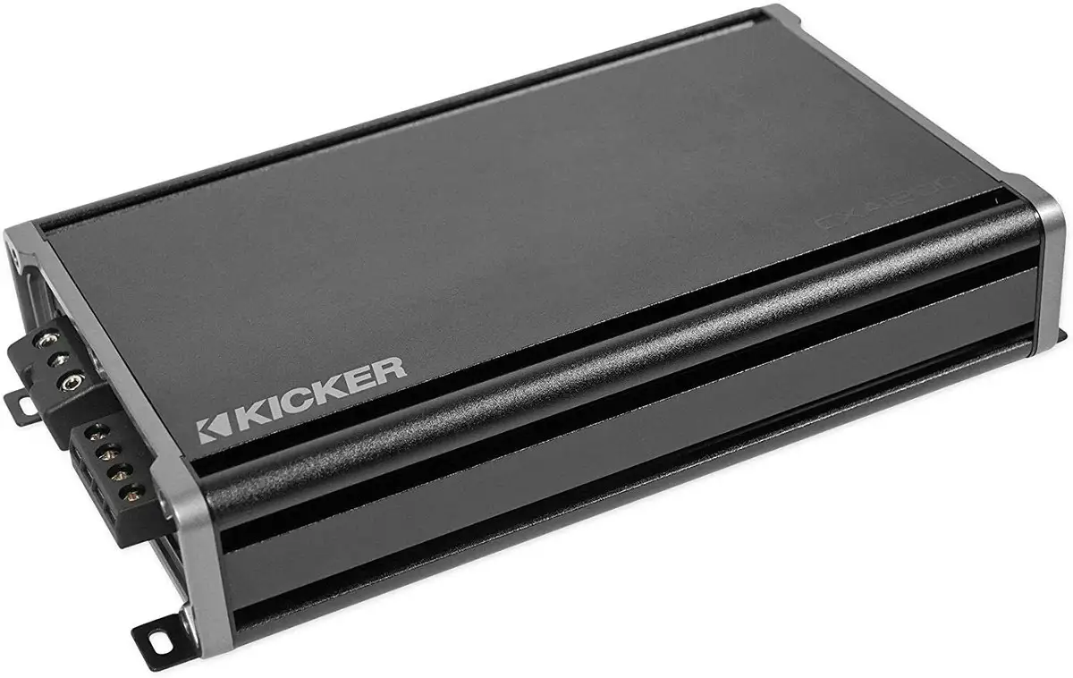 Kicker CXA12001 compact car amplifier angled view