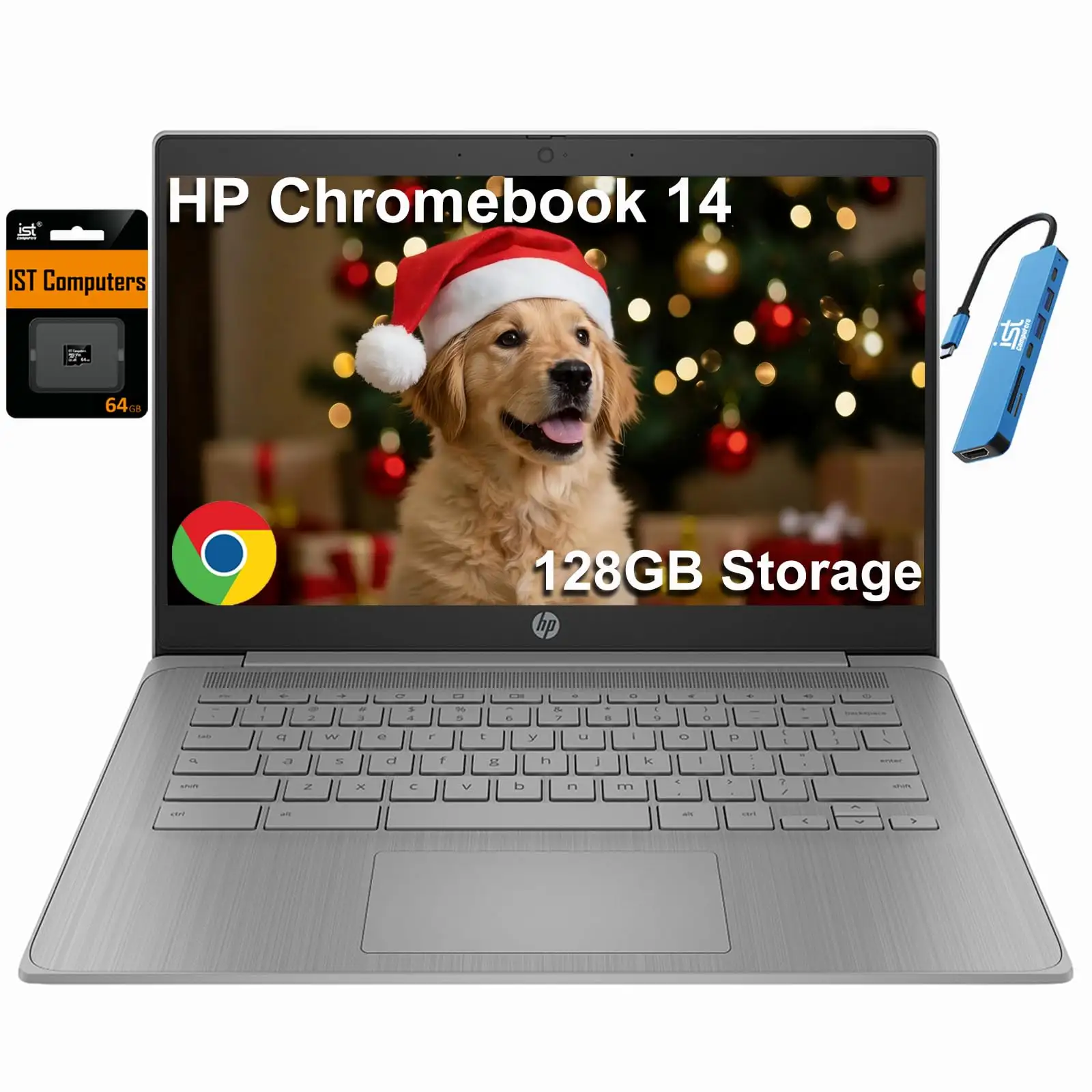 HP Chromebook Thin Laptop 14-inch angled view