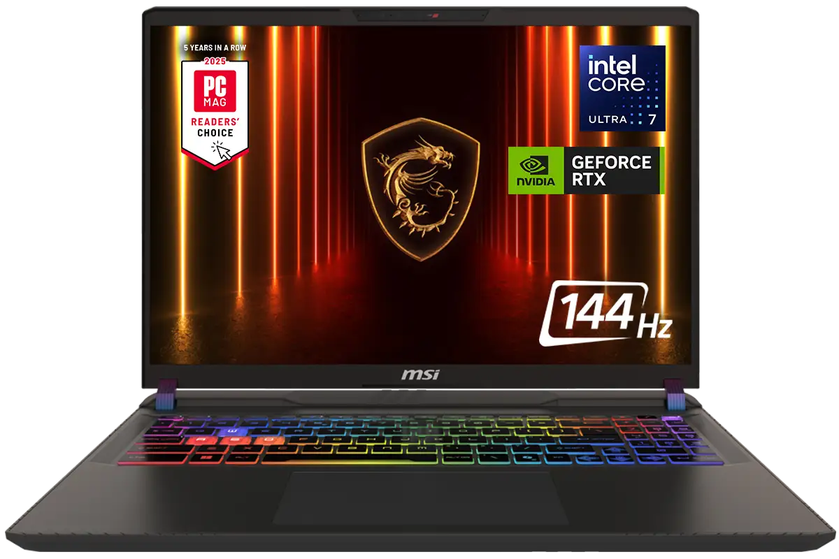 MSI Vector 16 HX AI gaming laptop side view
