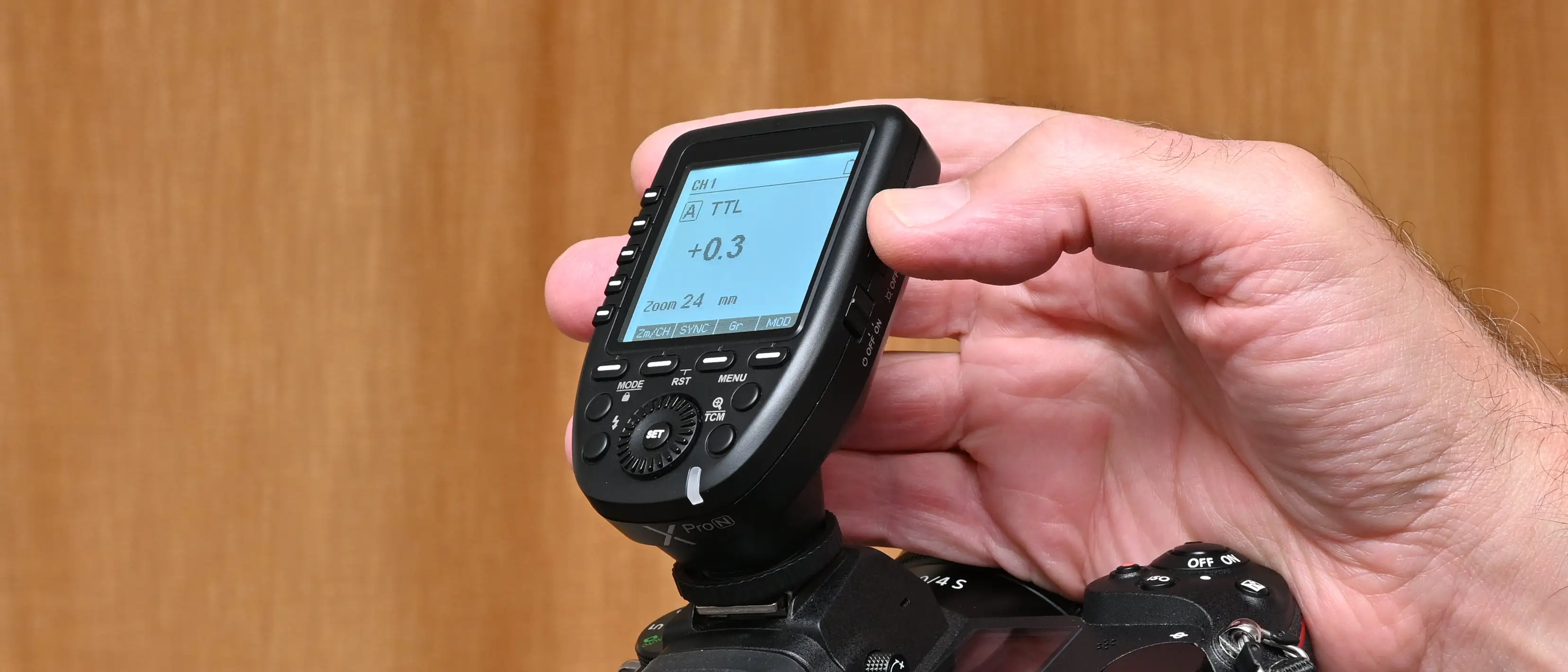 Godox XPro-S product image displaying LCD screen